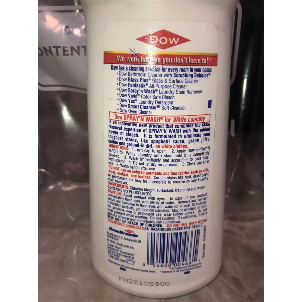 2-Vintage Spray N Wash Gel White Laundry Stain Remover w Bleach 1995 Dow Brands
